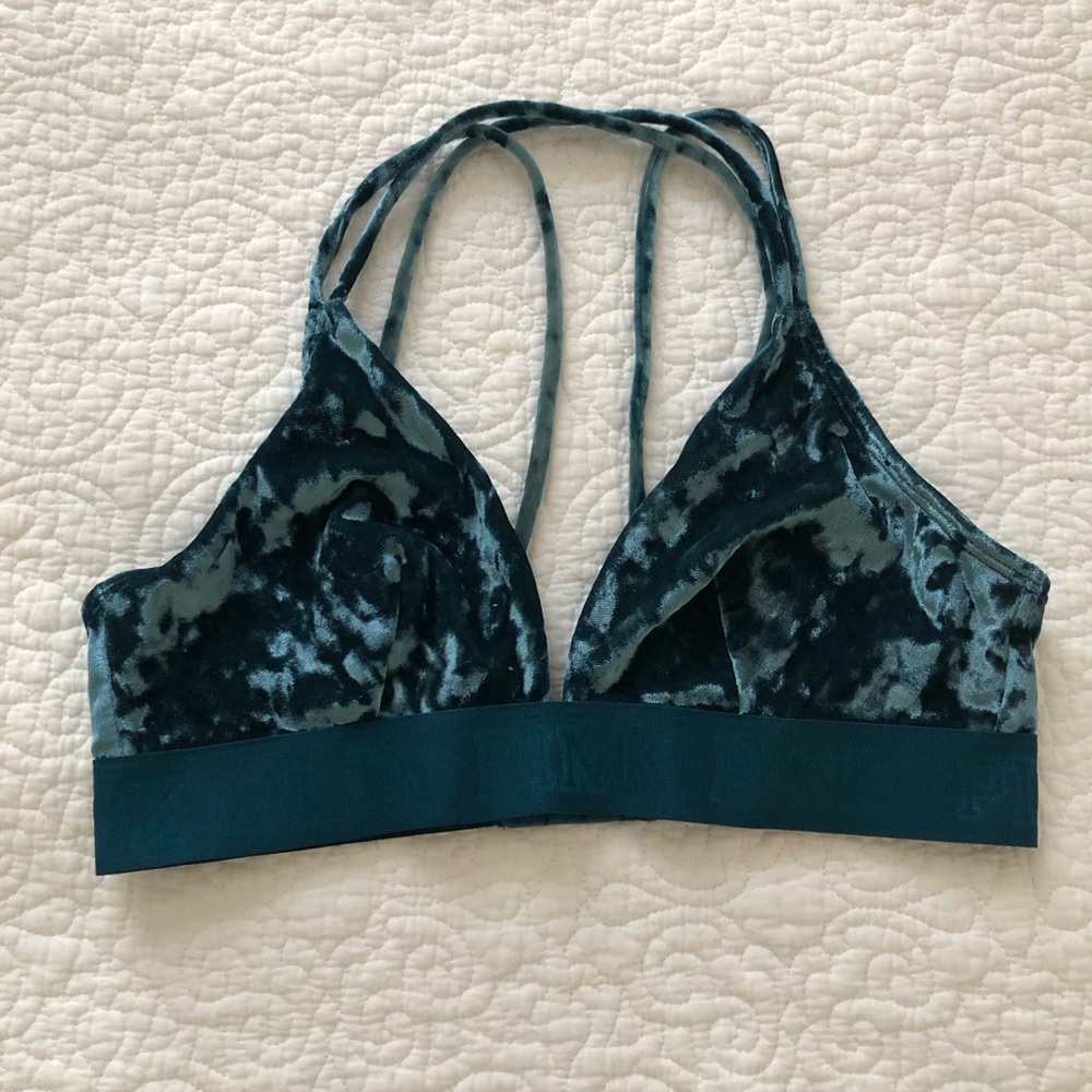 PINK  Medium Teal Velvet Bralette